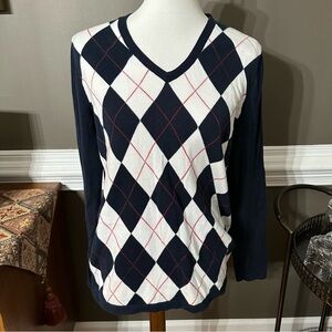 Tommy Hilfiger vneck argyle sweater. Size Large. Nice condition.